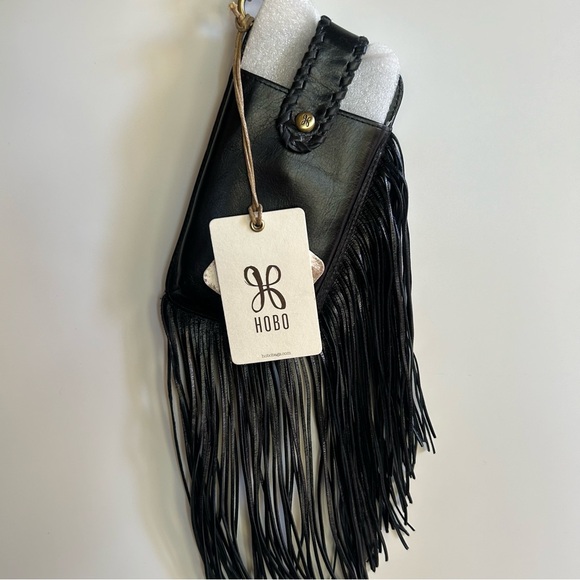 NWT HOBO Black Fringe Phone Wallet Wristlet Clutch